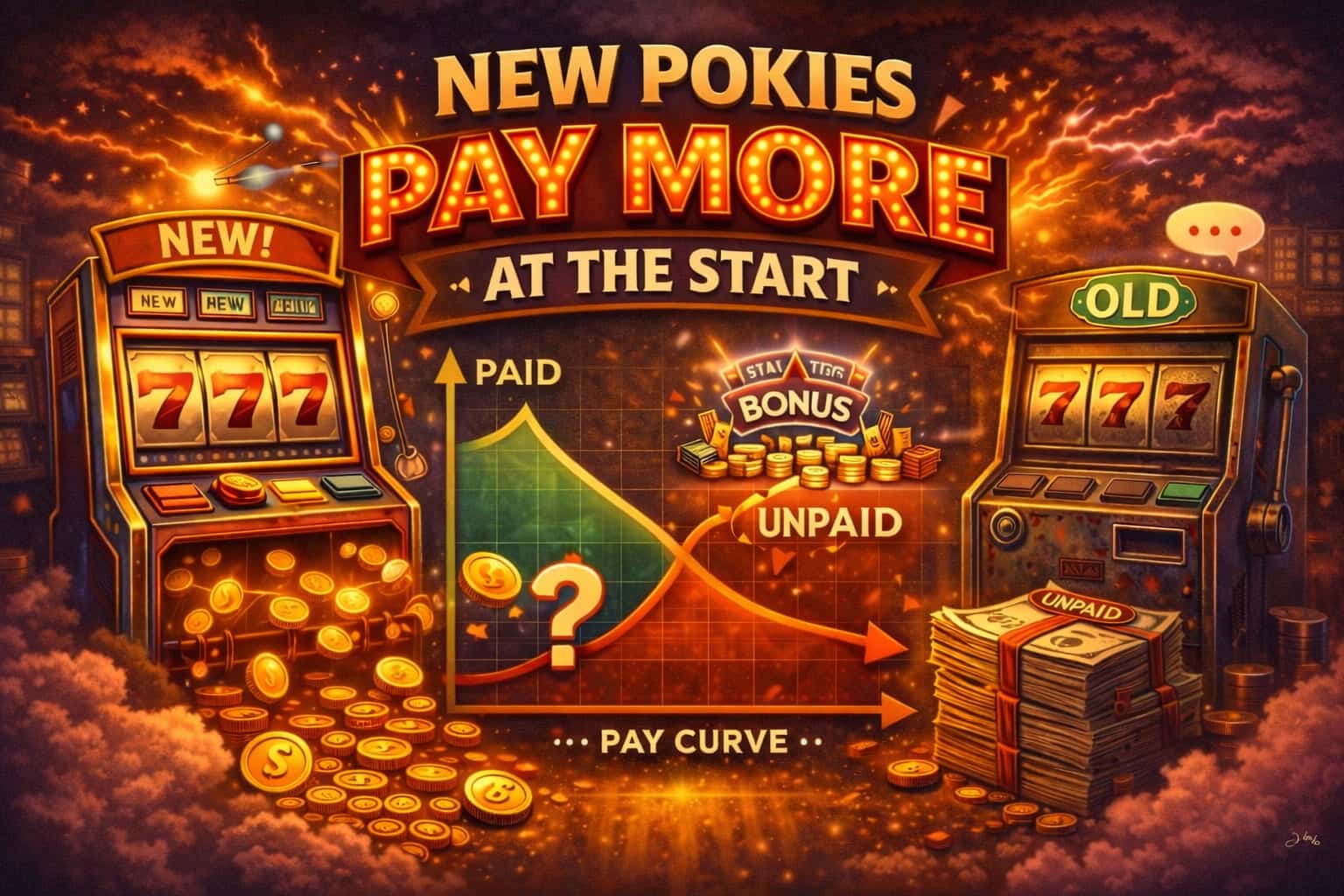 infographics showing new pokies pay more at the start